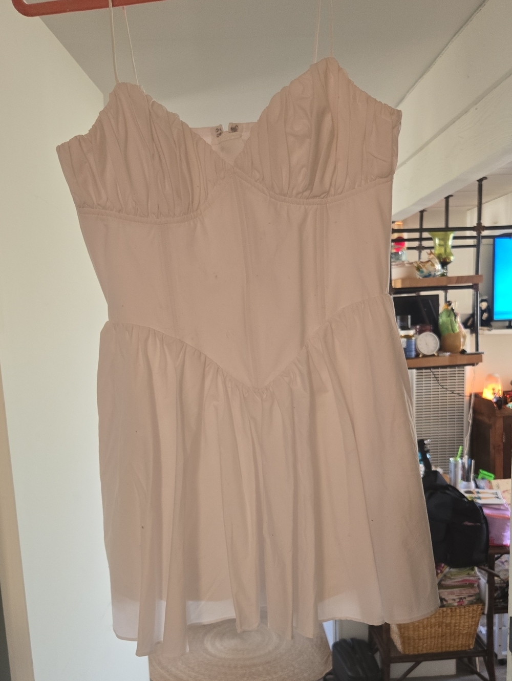 GOOD AMERICAN WHiTE Strapless Babydoll Romper/Dress